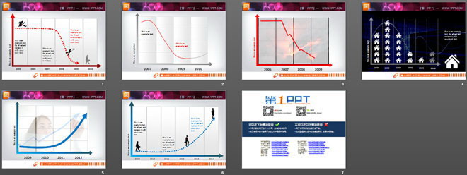 六张实用的PPT曲线图模板打包下载