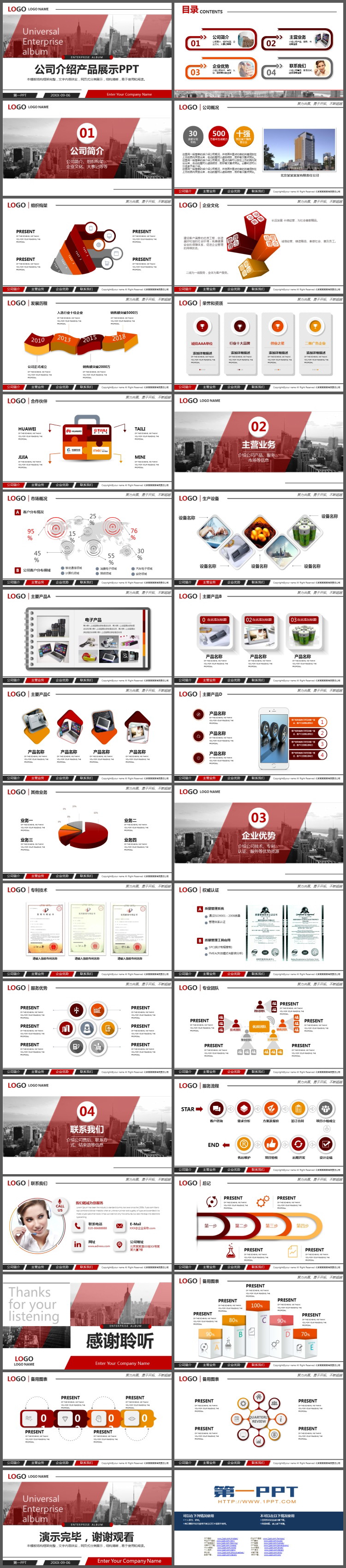 大气实用的红黑配色公司介绍产品展示PPT模板