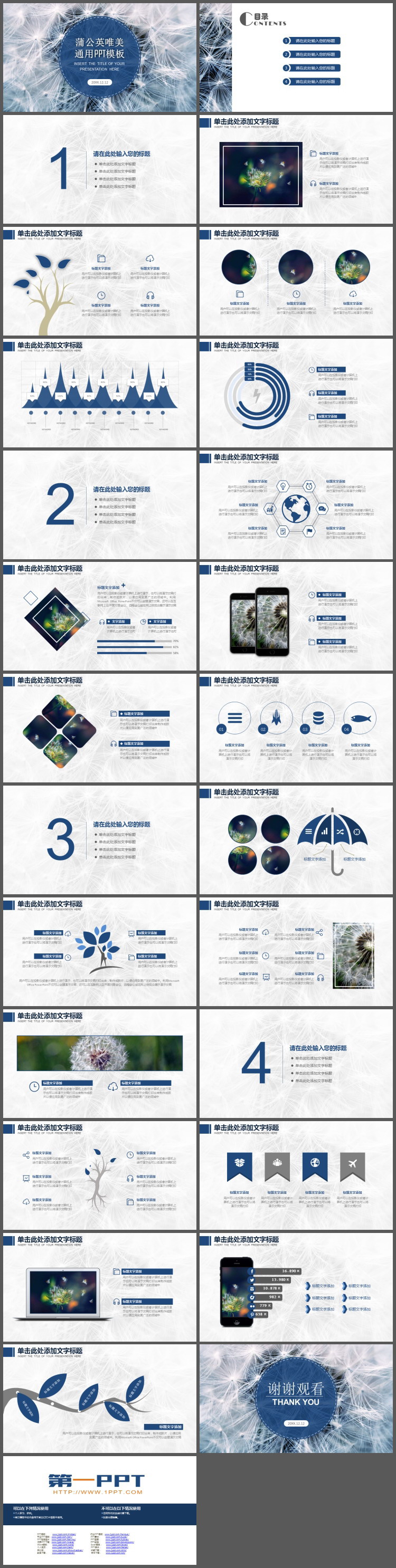 唯美蒲公英PPT模板