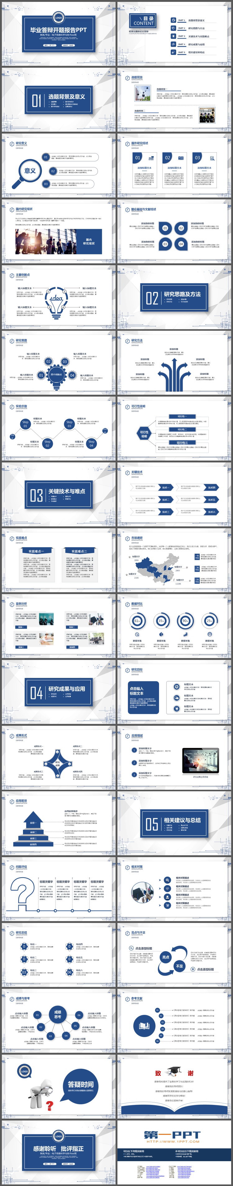 蓝灰稳重毕业论文答辩PPT模板