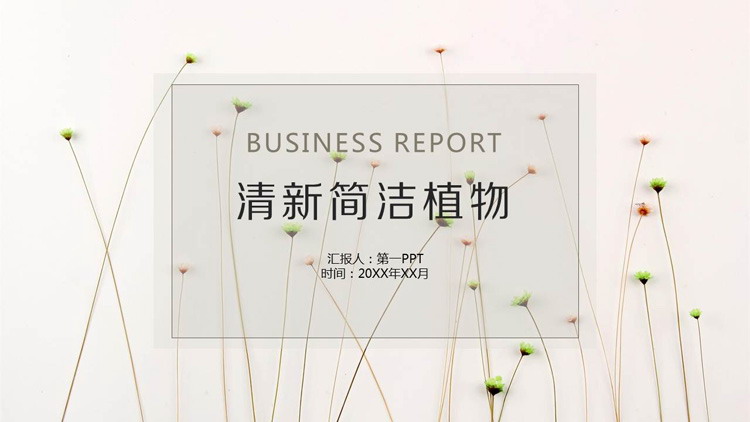 清新简洁小花植物背景PPT模板