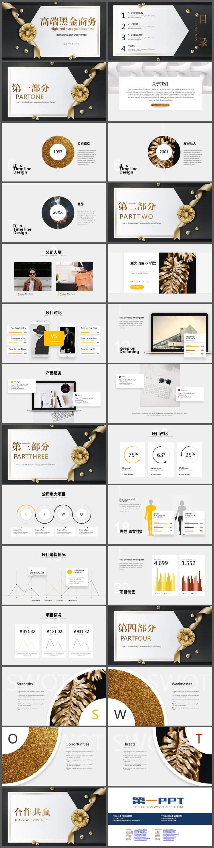 大气黑金风公司介绍PPT模板免费下载