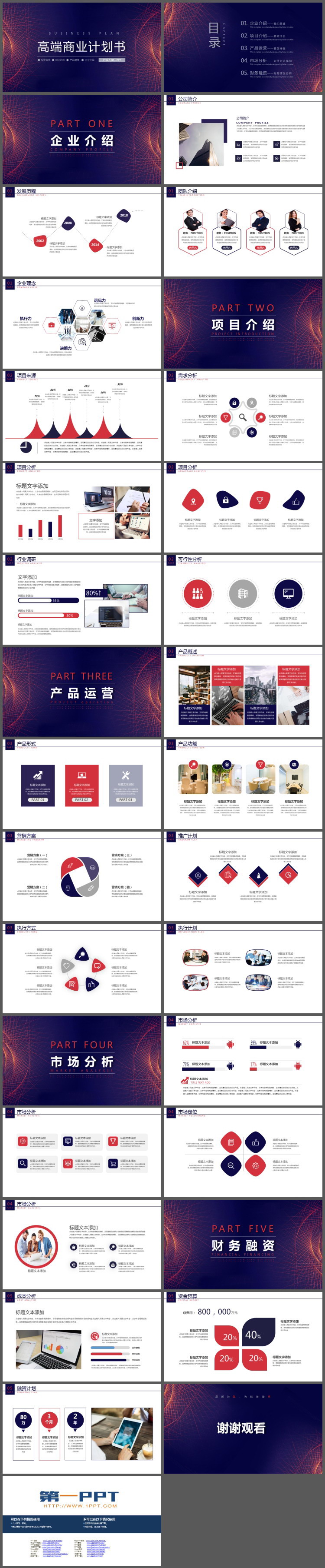 旋转线条背景的高端商业计划书PPT模板