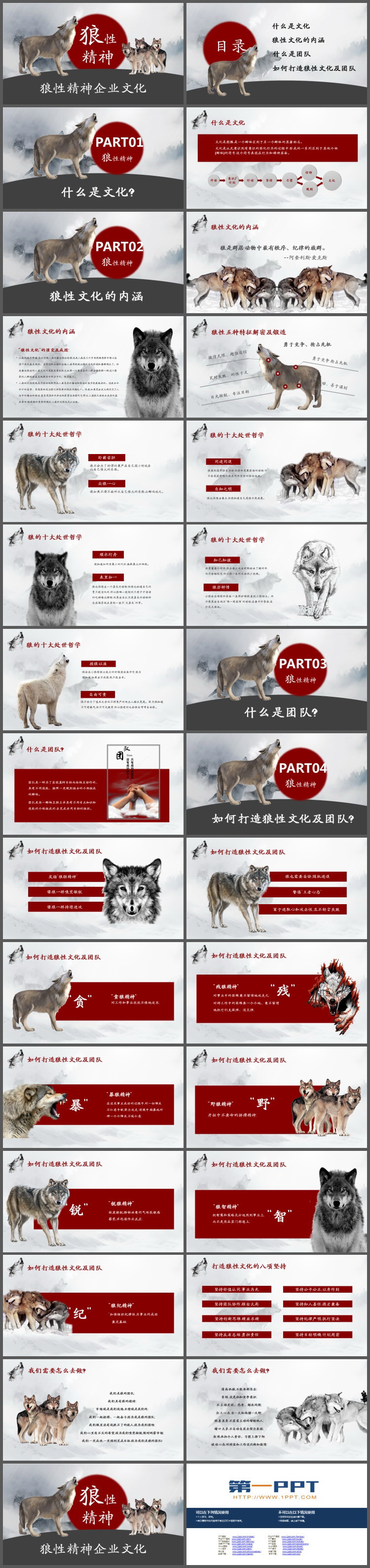 狼性精神企业文化PPT模板