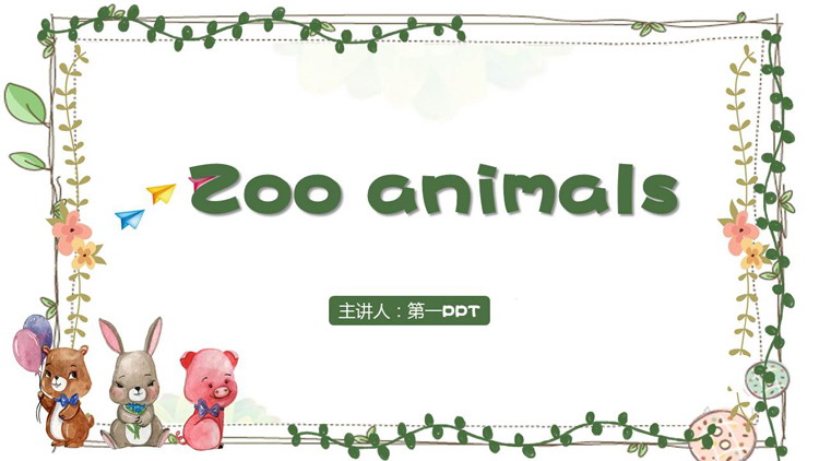卡通Zoo animals动物园的动物PPT绘本下载