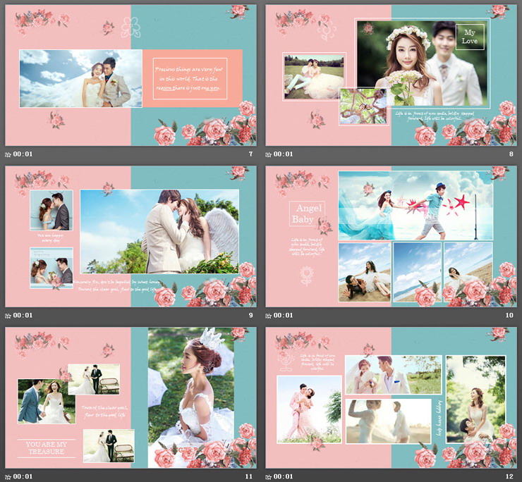 绿粉配色的《我们结婚吧》PPT模板