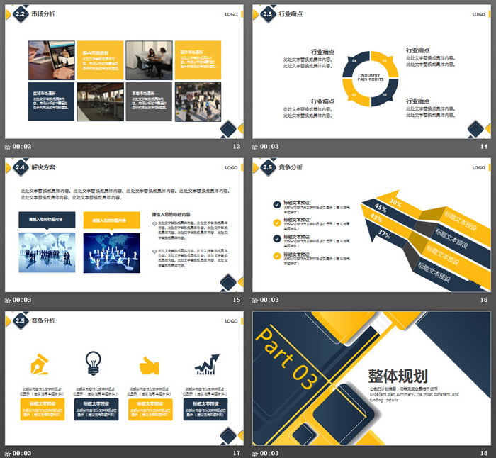 精致蓝黄配色商业计划书PPT模板