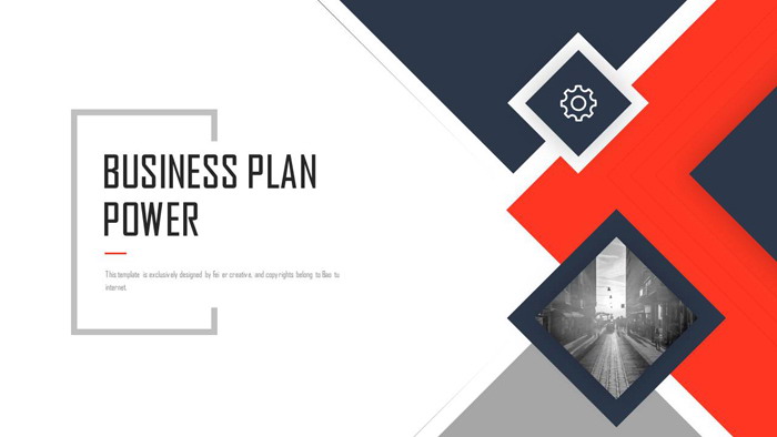 蓝红矩形叠加个性商务PPT模板