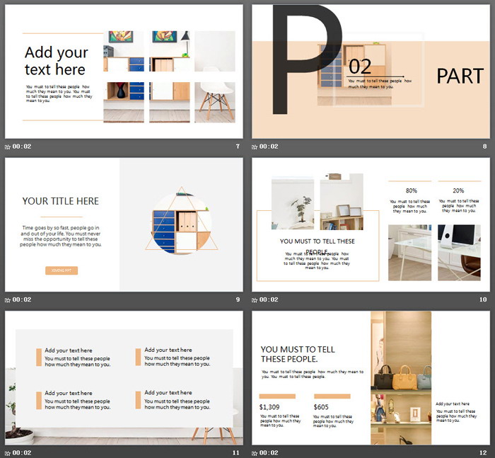 橙色简洁欧美家居PPT主题模板