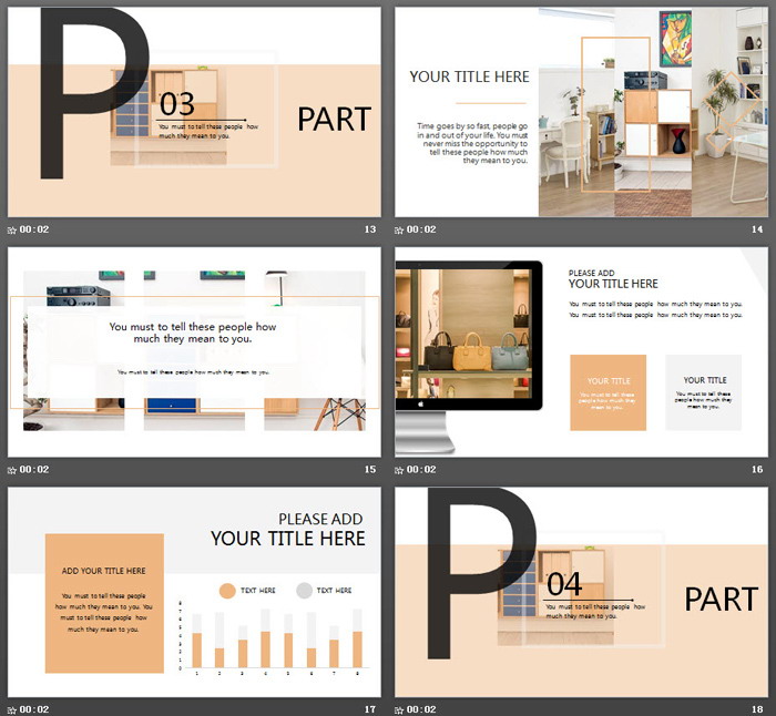 橙色简洁欧美家居PPT主题模板