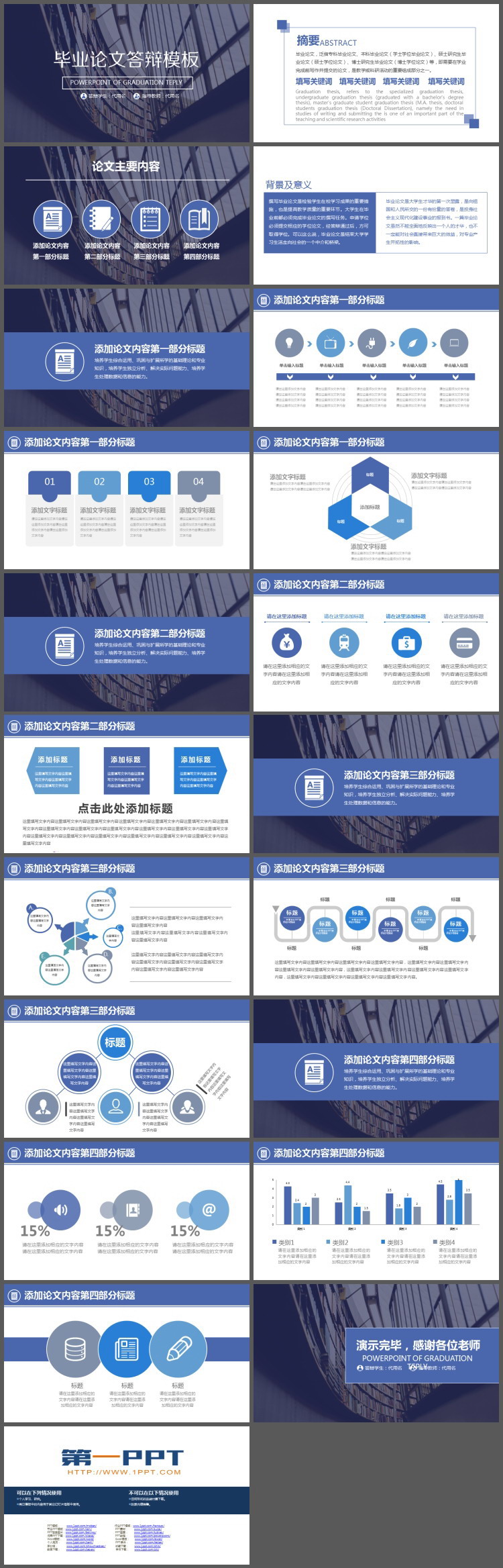 图书馆背景的毕业论文答辩PPT模板