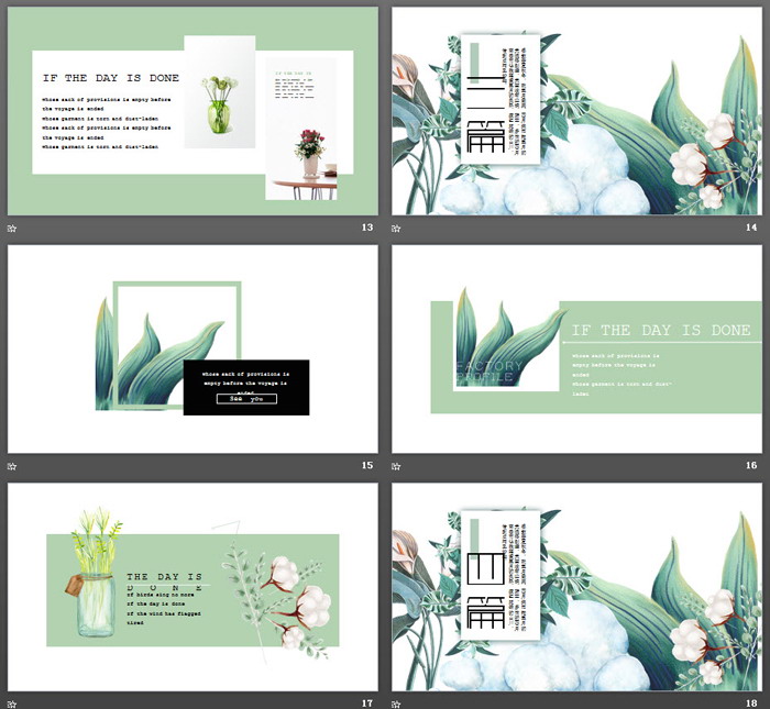 艺术手绘棉花百合背景五月你好PPT模板