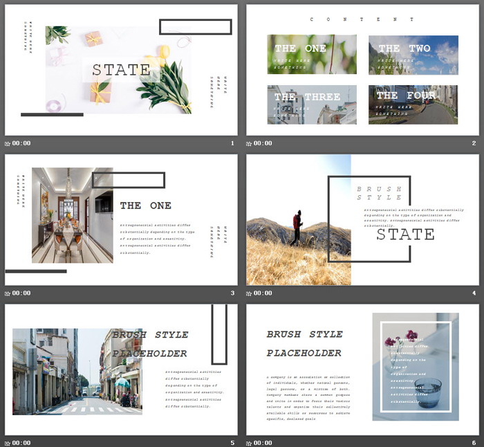 小清新鲜花植物画册欧美风PPT模板