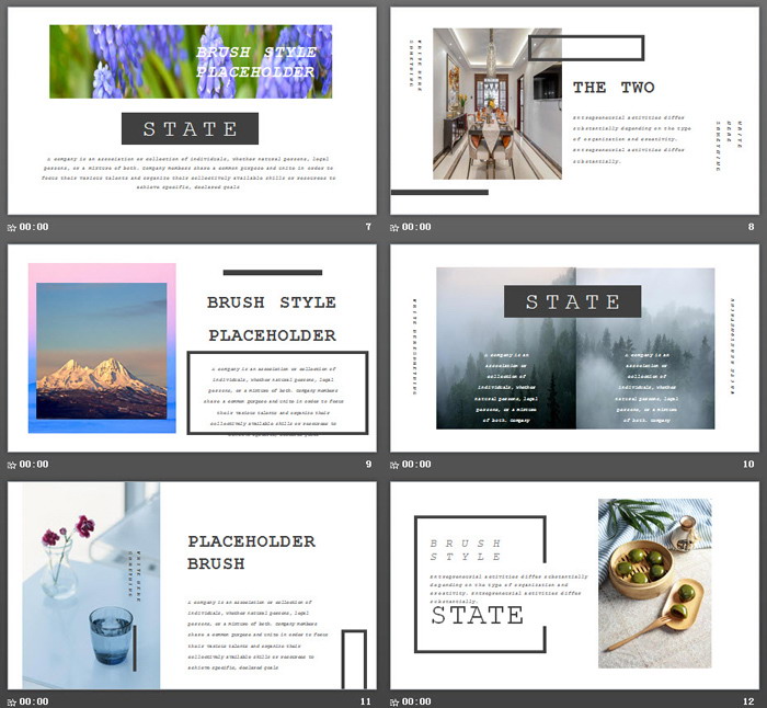 小清新鲜花植物画册欧美风PPT模板