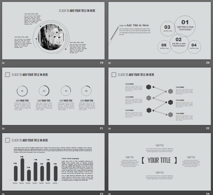 灰色极简线条矩形PPT模板