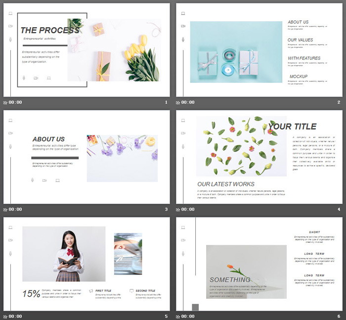 郁金香背景的欧美小清新PPT模板