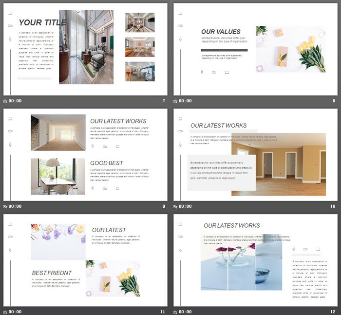 郁金香背景的欧美小清新PPT模板