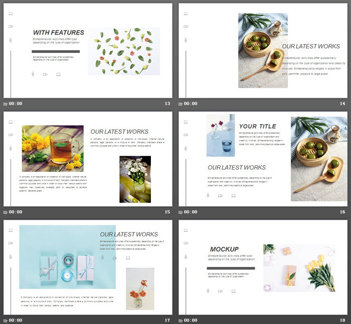 郁金香背景的欧美小清新PPT模板