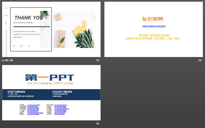 郁金香背景的欧美小清新PPT模板