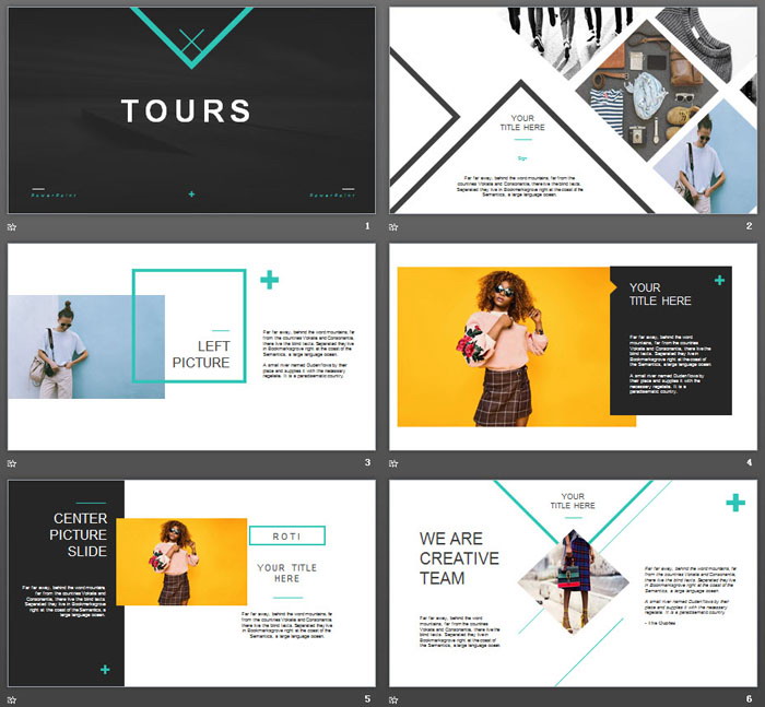 简洁欧美旅行相册PPT模板