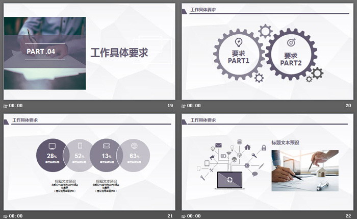 紫色简洁工作开展计划PPT模板