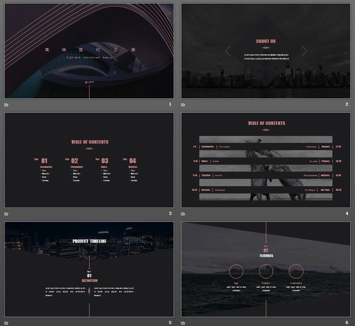 大气简约黑色欧美PPT模板