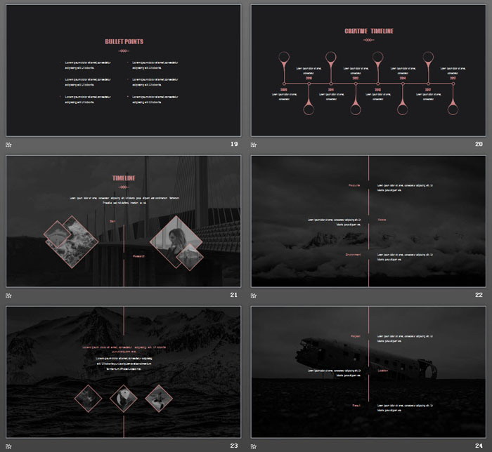 大气简约黑色欧美PPT模板