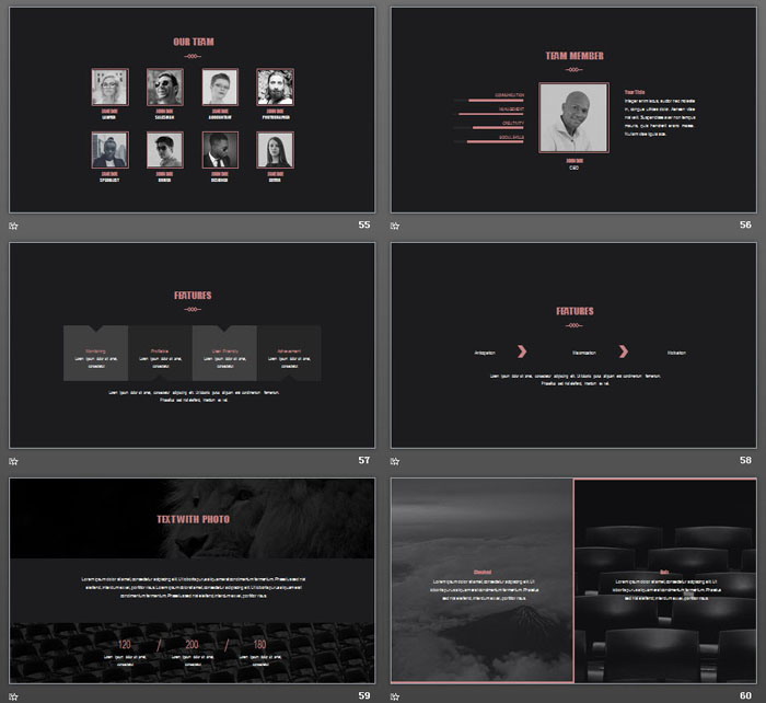 大气简约黑色欧美PPT模板