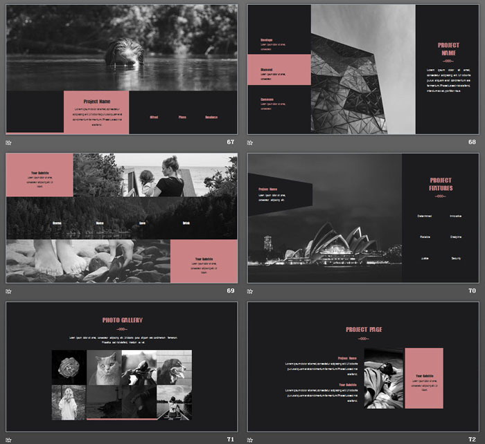 大气简约黑色欧美PPT模板