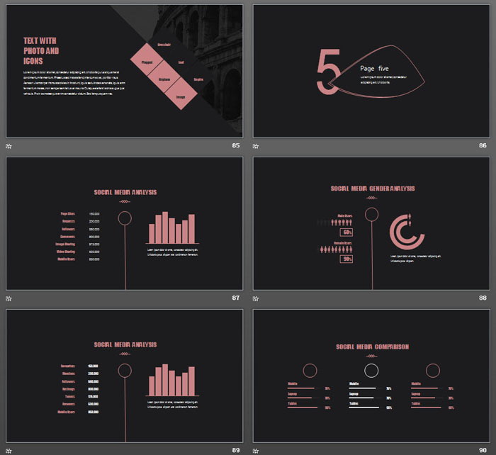 大气简约黑色欧美PPT模板