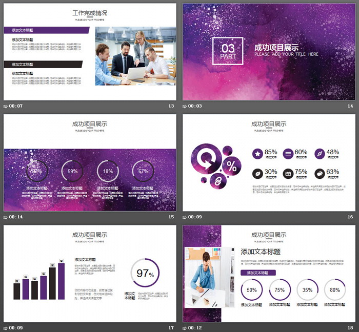 紫色时尚工作计划开展情况汇报PPT模板