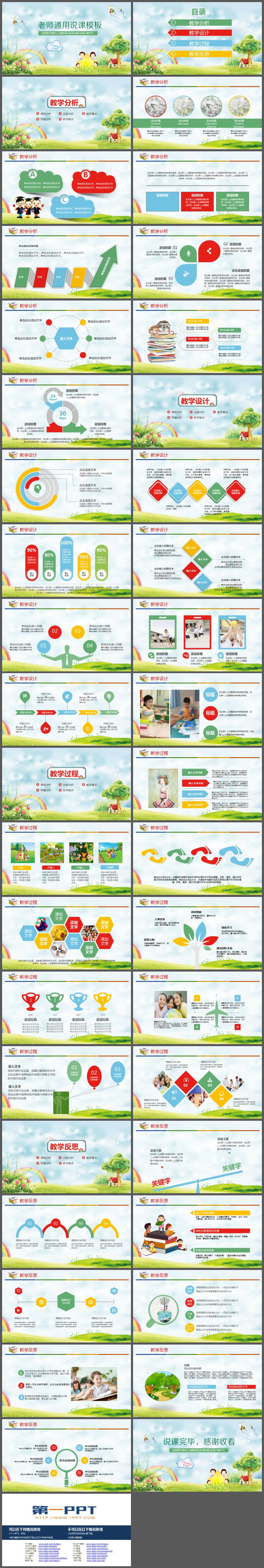 可爱卡通小学幼儿园教学说课PPT模板