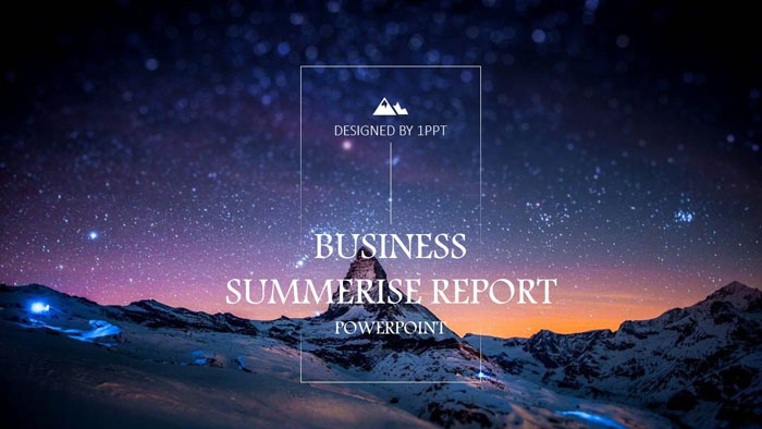 雪山星空背景的欧美风企业简介PPT模板