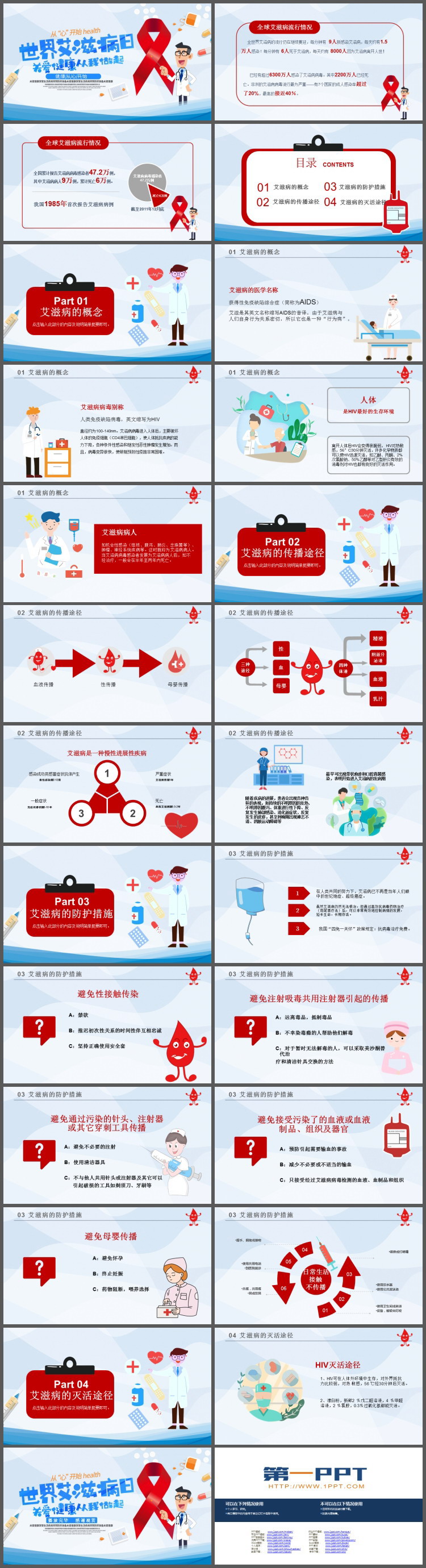 关爱健康从我做起，世界艾滋病日宣传PPT模板