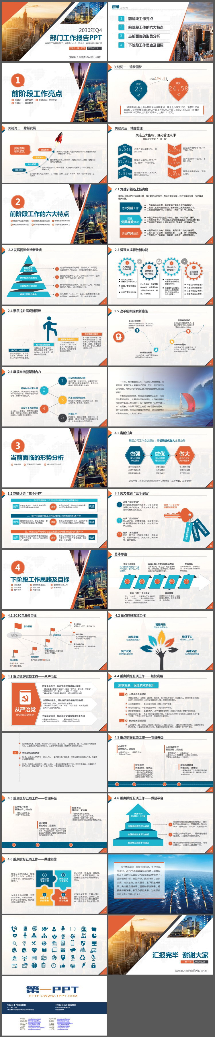 写字楼背景的部门季度工作报告PPT下载