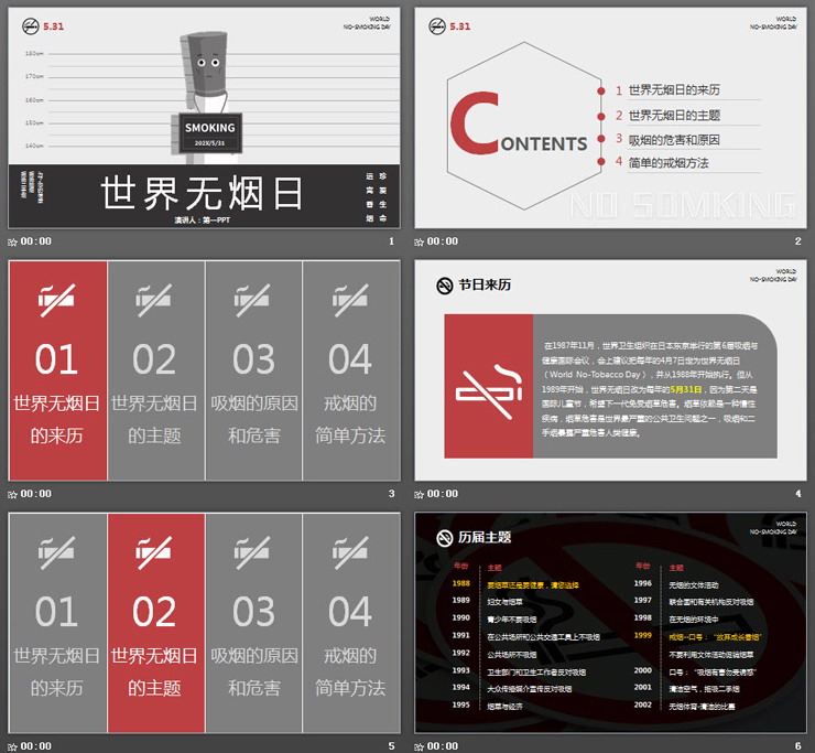 世界无烟日公益宣传PPT