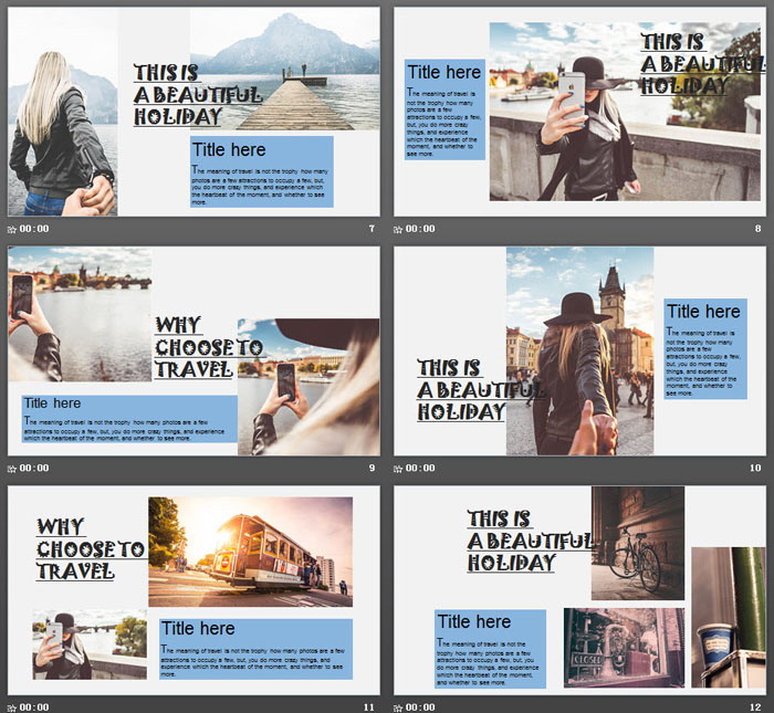 欧美风城市旅行相册PPT模板