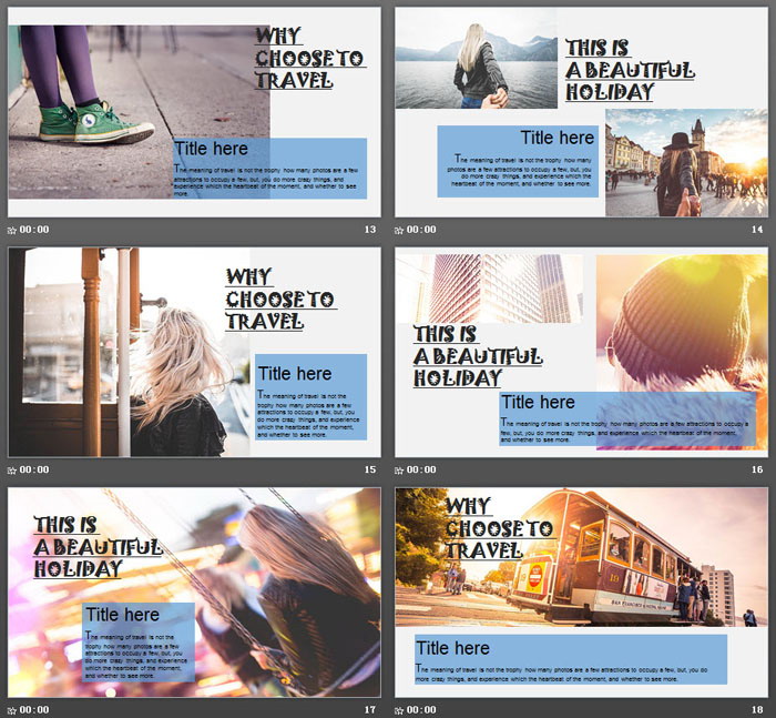 欧美风城市旅行相册PPT模板