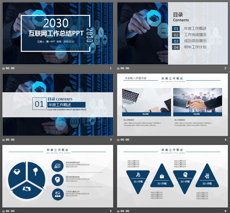 深蓝色IT互联网行业工作总结计划PPT模板
