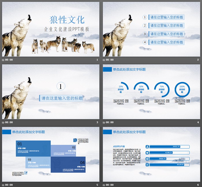 狼群背景的狼性企业文化培训PPT模板