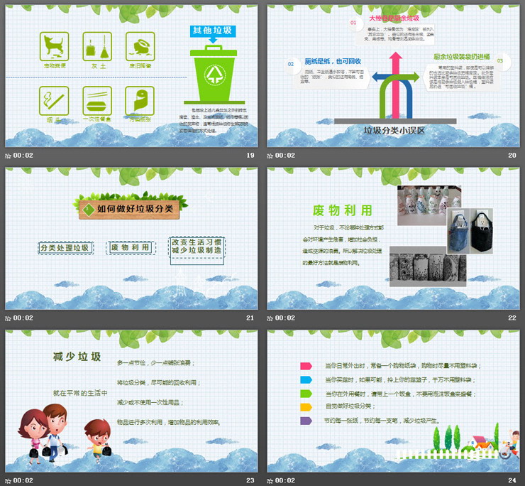 精美动态垃圾分类PPT模板免费下载