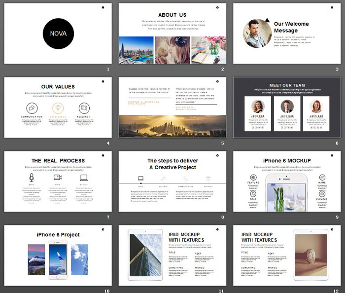 简洁清新欧美PPT模板免费下载