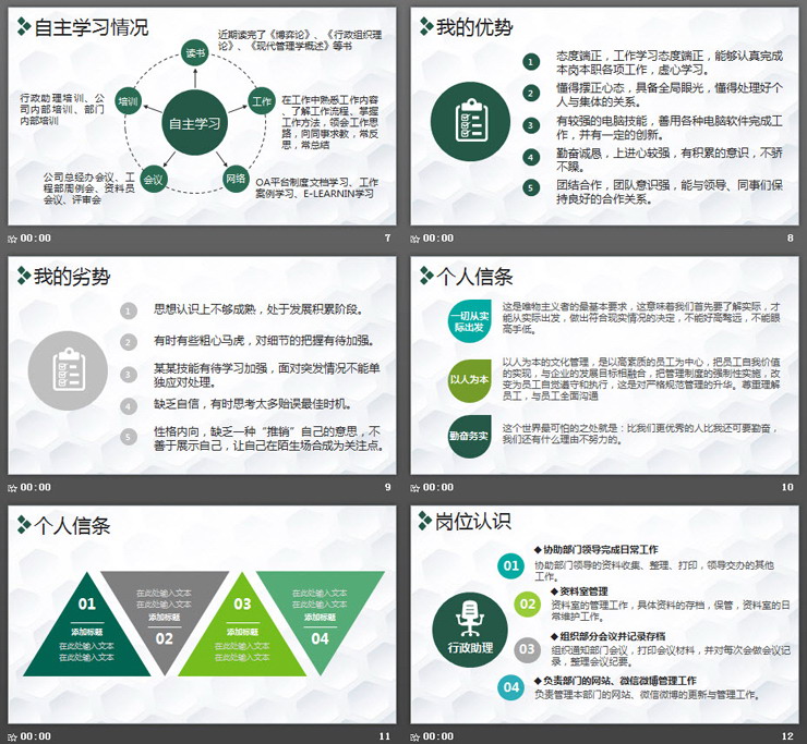 清新绿色述职报告PPT模板免费下载