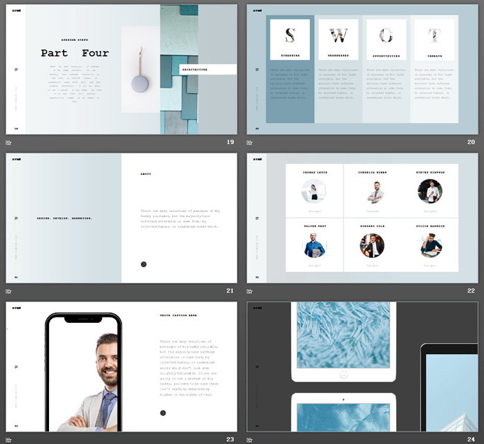 简洁淡雅欧美画册PPT模板