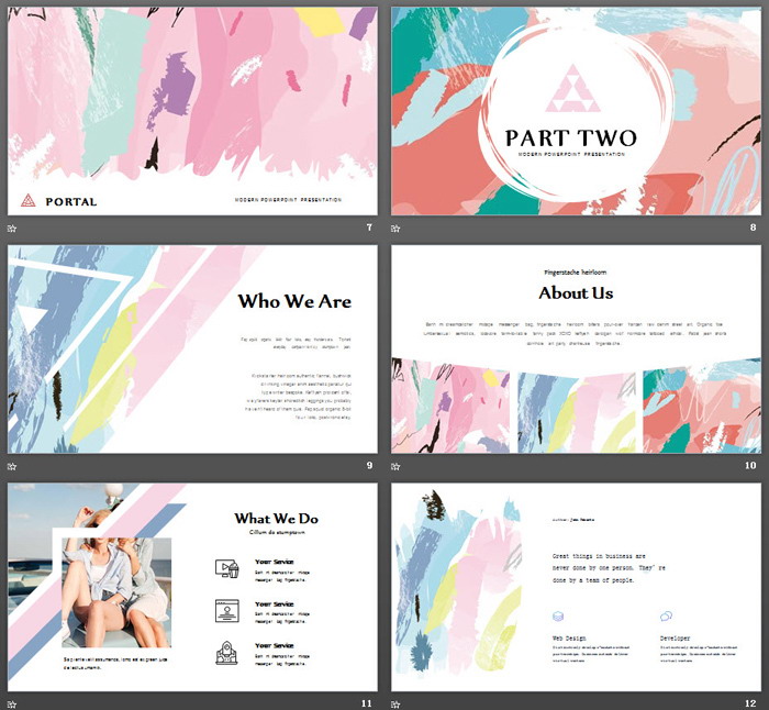 创意彩色颜料涂鸦背景艺术设计PPT模板
