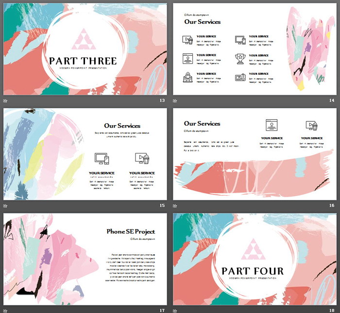 创意彩色颜料涂鸦背景艺术设计PPT模板