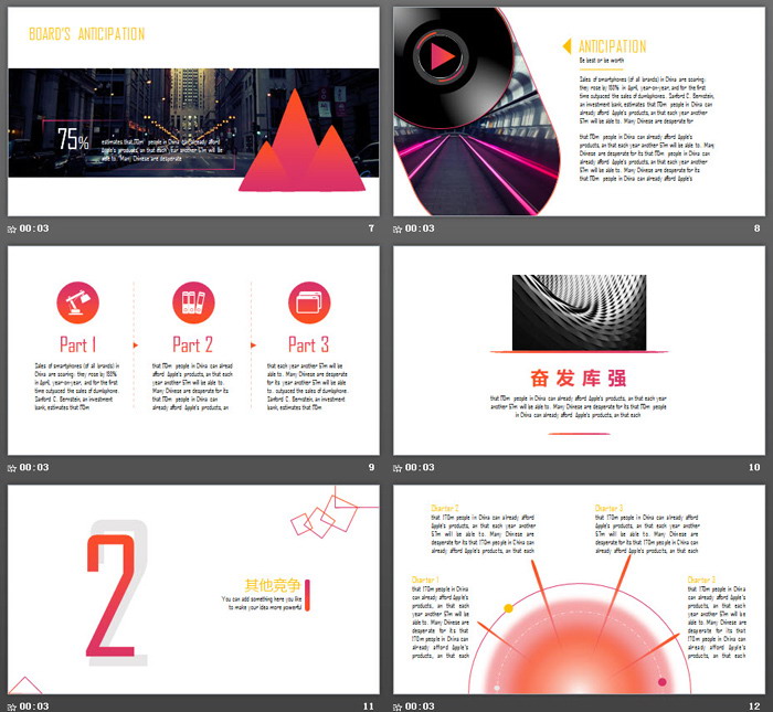 橙色动感时尚PPT模板