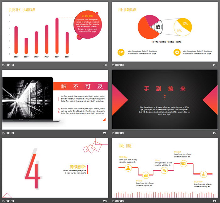 橙色动感时尚PPT模板