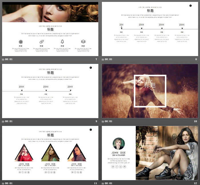 时尚欧美人物电子相册PPT模板