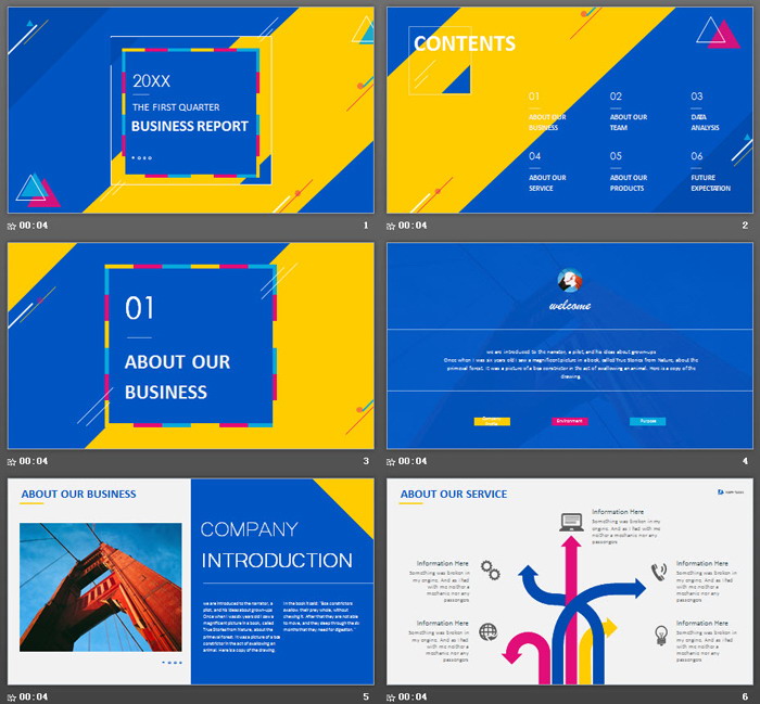 蓝黄炫酷欧美公司简介PPT模板